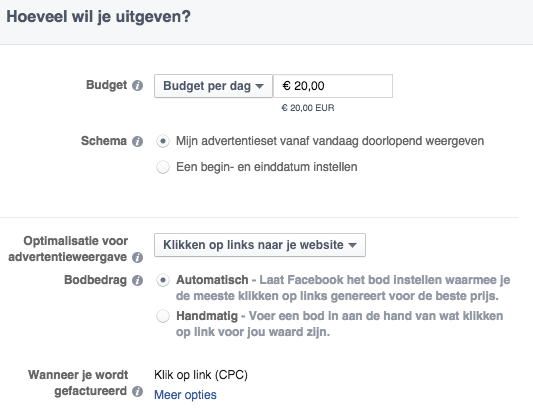 Facebook budget - online adverteren voor B2B organisaties