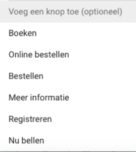 Call to action buttons in Google bedrijfspagina